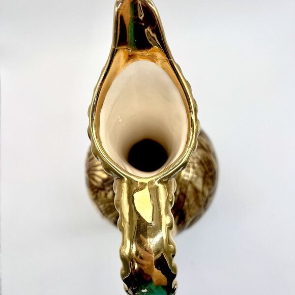 Vintage Ceramic Pitcher Hand Painted Vase Gold Accents - Picture 5 of 10